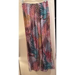 STARK X Tropical Print Side Slit Pull On Pajama Pants Rayon Women’s Size S